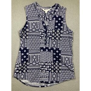 Magnolia Grace Top Women's Medium Blue Sleeveless Boho V Neck Beachy‎ Coastal
